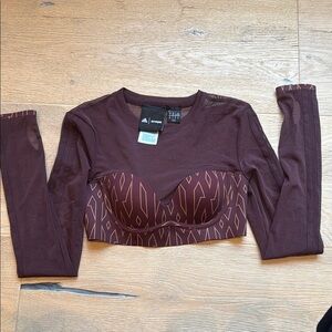 Adidas Ivy Park Brown Long Sleeve Crop Top
